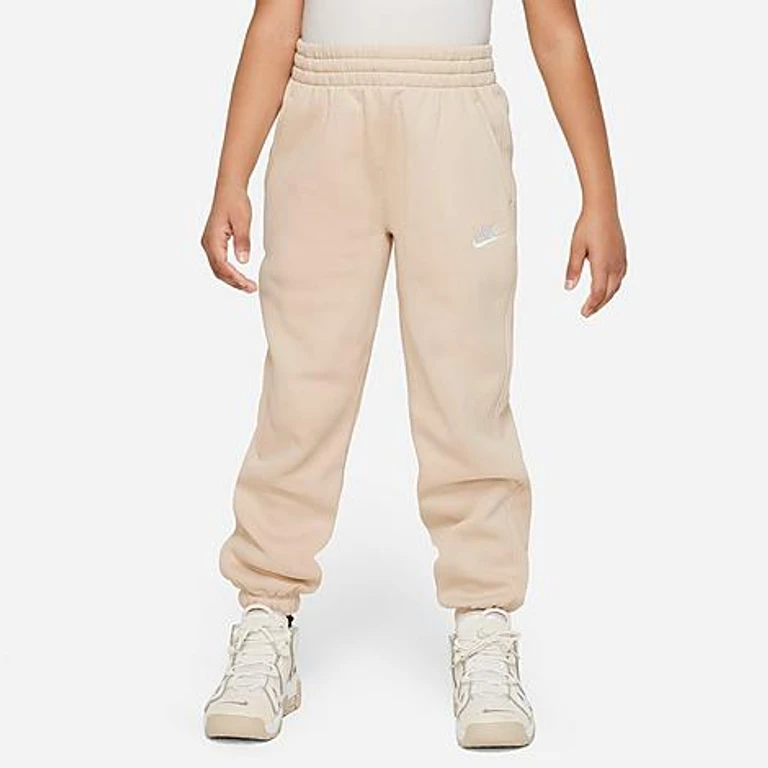 Nike Big Kids Sportswear Club Fleece Loose Jogger Pants in Sanddrift/Sanddrift/White Size: XS