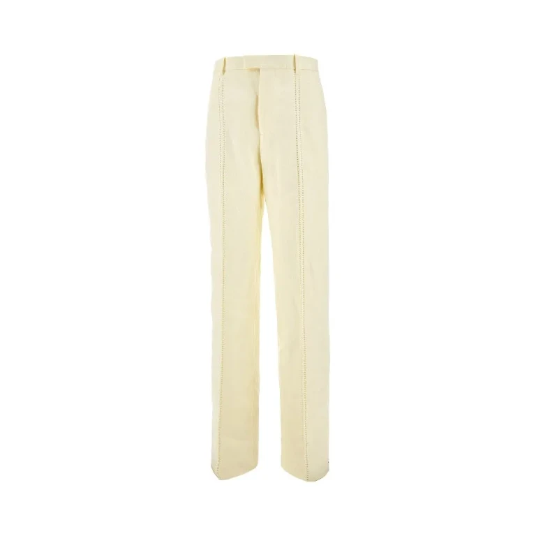 Pantalones rectos de lino Bottega Veneta para mujer, talla 38