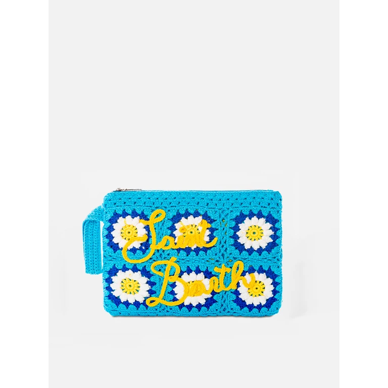 MC2 Saint Barth Parisienne Crochet Pouch Bag With Daisy Embroidery