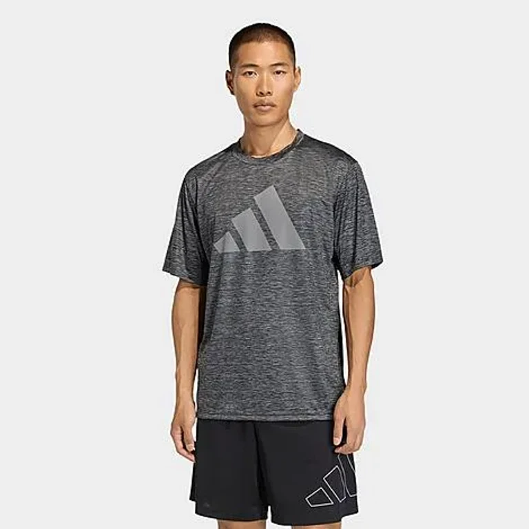 adidas Men's Workout Essentials Brandlove T-Shirt in Grey Melange/Grey Size: Small
