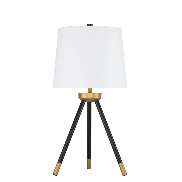 1-Light Table Lamp in Painted Black with Painted Gold
