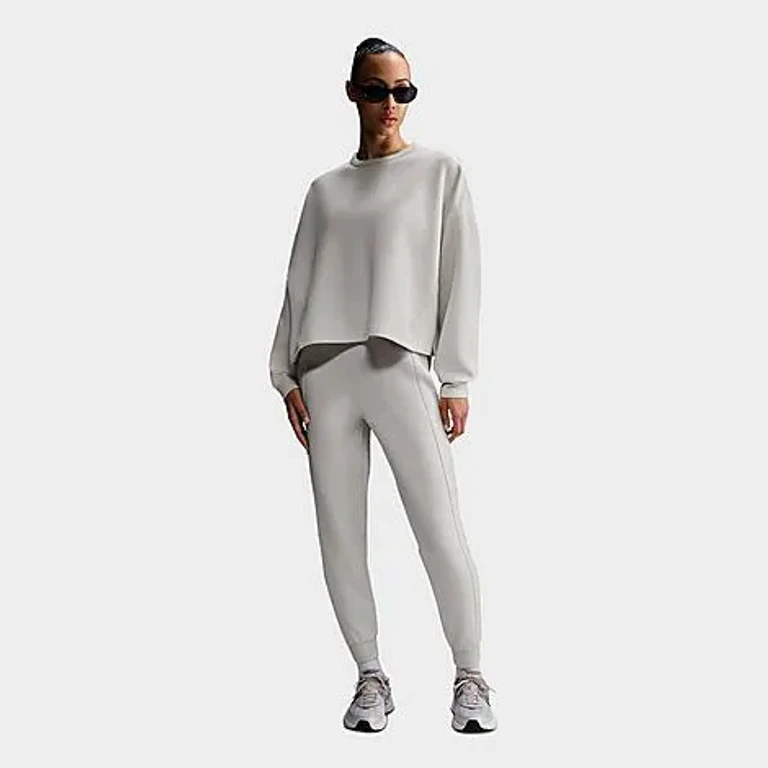 Nike Women's 24.7 ImpossiblySoft Dri-FIT Oversized Crewneck Sweatshirt in Light Orewood Brown/Light Iron Ore Size: XXS