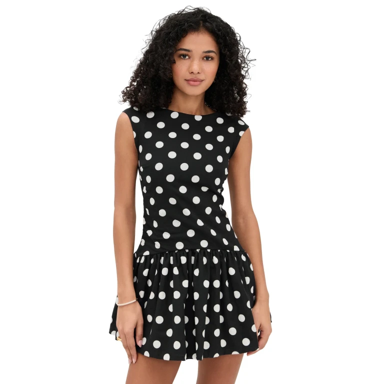 Peixoto Sophia Mini Dress Black/White Polka Dots S