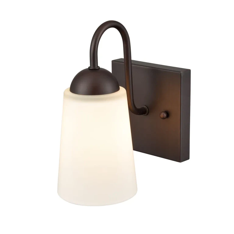 Rubbed Bronze One Light Wall Sconce from the Ivey Lake Collection
