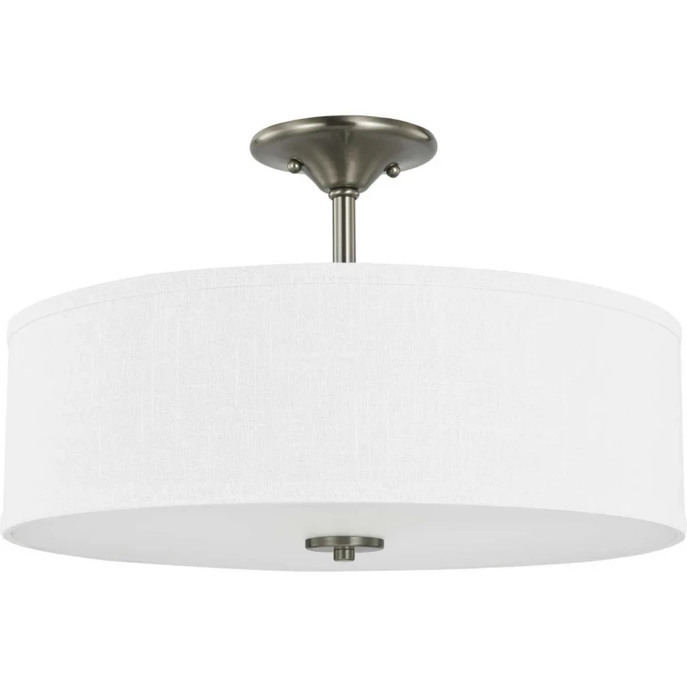 Brushed Nickel Three Light Semi Flush Mount from the Inspire Collection