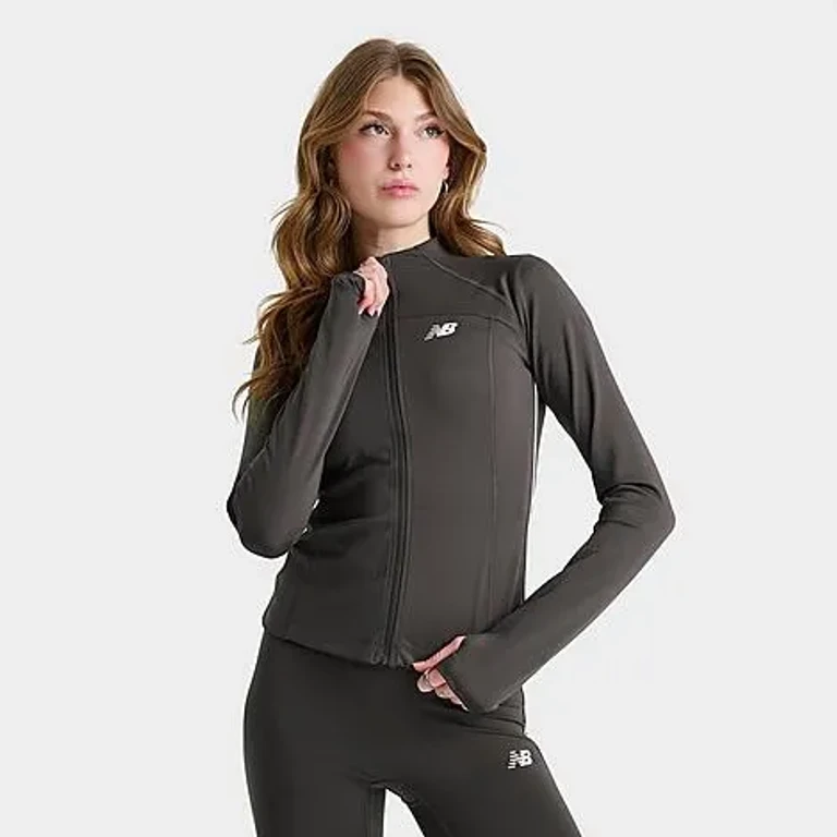 New Balance Women's Piped Full-Zip Training Jacket in Wash Black Size: XS