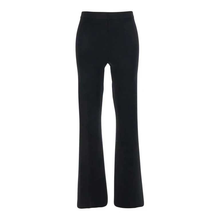 TwinSet Black Flared Pants With Logo Plaque On The Rear In Viscose Blend Woman