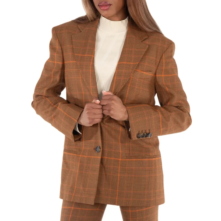 Stella Mccartney Ladies Brown Checked Single-Breasted Blazer