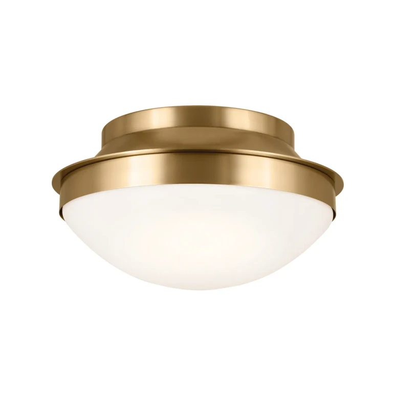 Brushed Natural Brass Two Light Flush Mount from the Bretta Collection