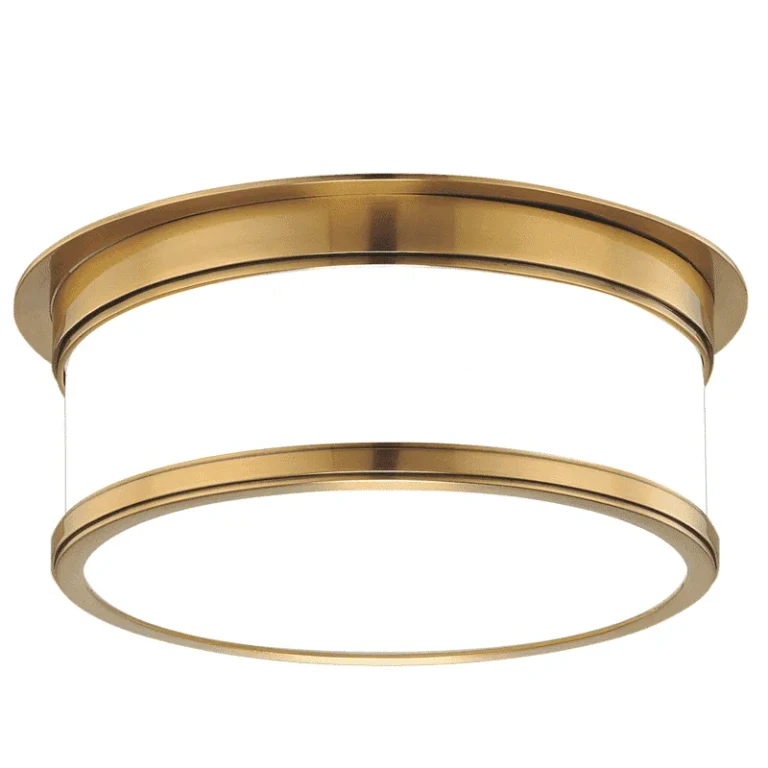 Geneva 2-Light Ceiling Light in Aged Brass