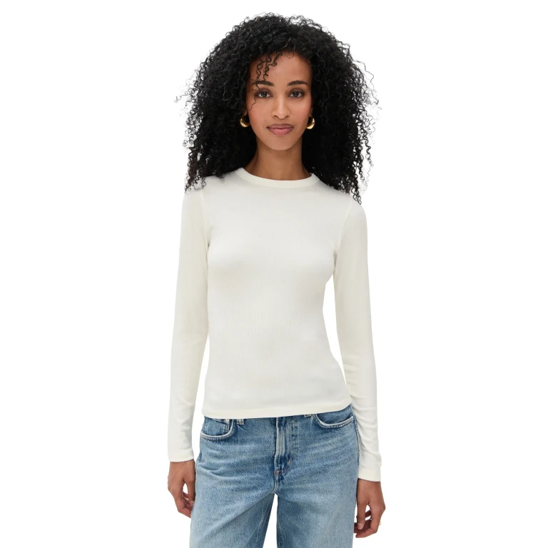 Madewell Drapey Rib Long-Sleeve Tee Winter White XL