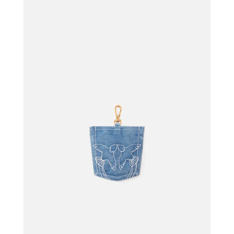 Pinko - Breloque porte-cartes en forme de poche en denim