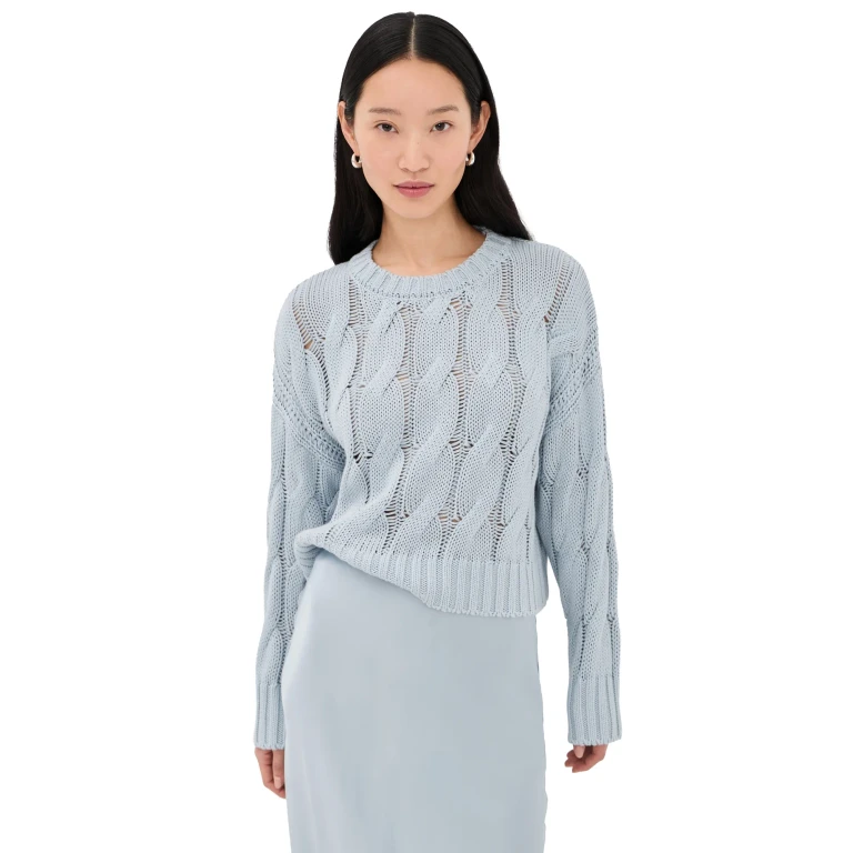 Sablyn Tristan D Crewneck Cable Pullover Whisper S