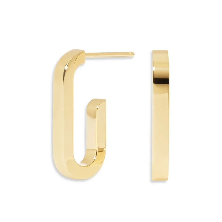 Dinh Van 18K Yellow Gold Maillon Small Oval Hoop Earrings