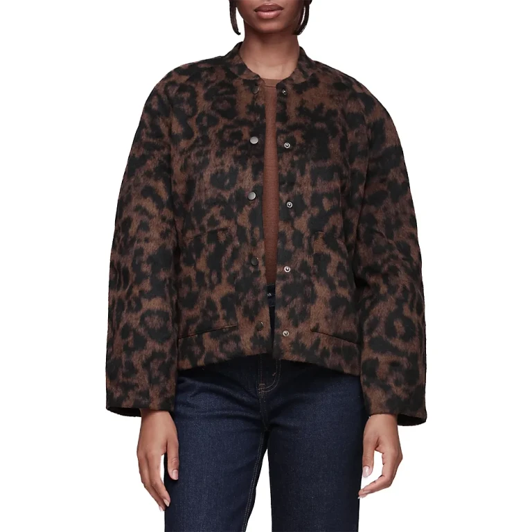 Bagatelle Textured Animal Print Bomber Jacket