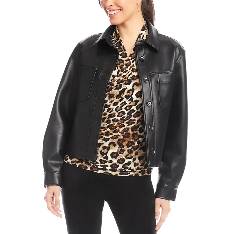 Karen Kane Faux Leather Cropped Jacket