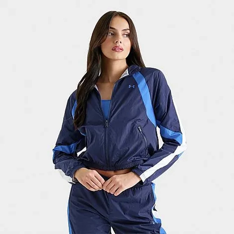 Under Armour Women's Icon Crinkle Track Jacket in Navy/Blue Atlas Size: XS