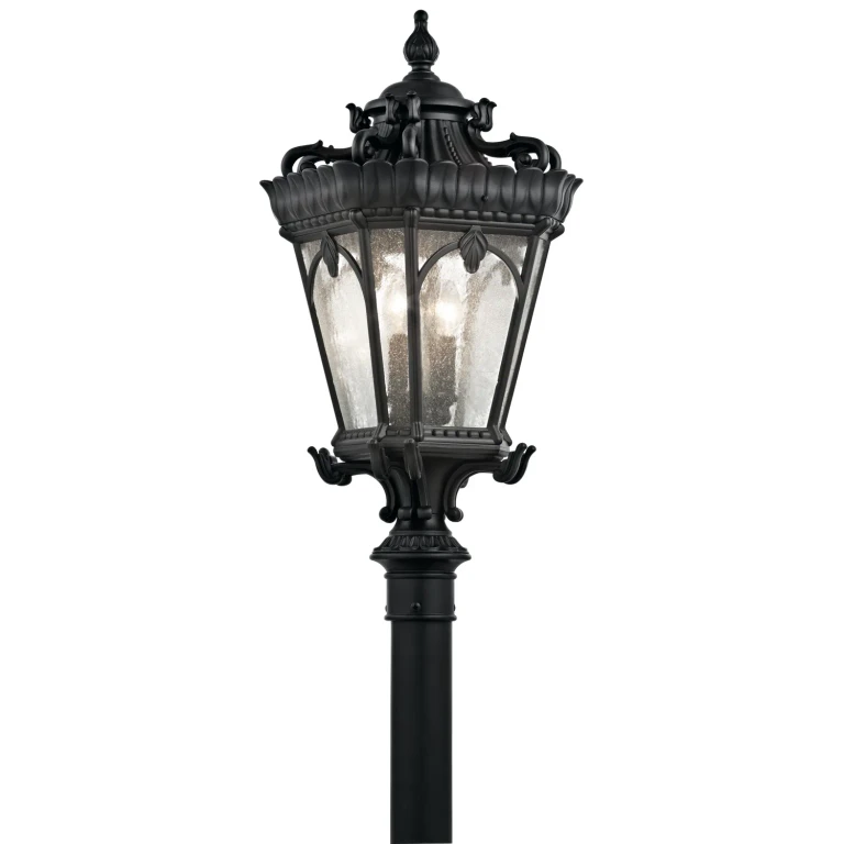 Tournai 4-Light 30" Outdoor Post Lantern in Textured Black