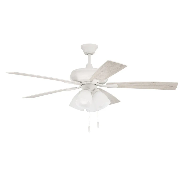 White 52"Ceiling Fan from the Eos Frost 4 Light Collection