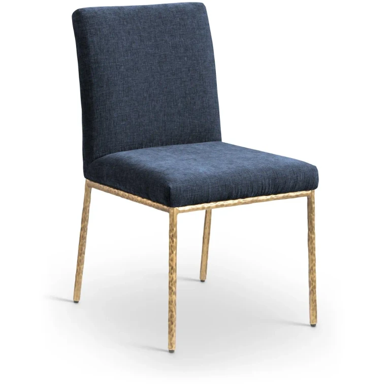Reeves Navy Dining Side Chair with Gold Legs, Set of 2