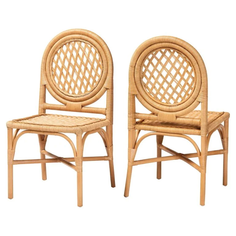 Orla Honey Round Back Rattan Dining Chairs, Set of 2