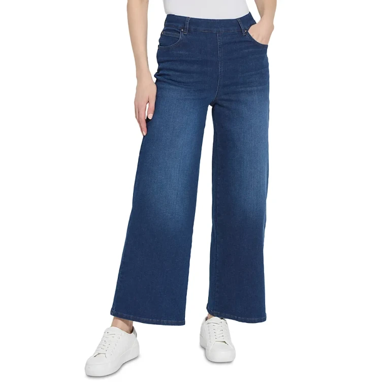 Lysse Sylvie Pull On Wide Leg Jeans in Indigo