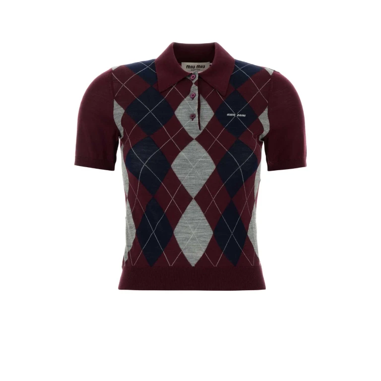 Miu Miu Burgundy Wool Polo Shirt