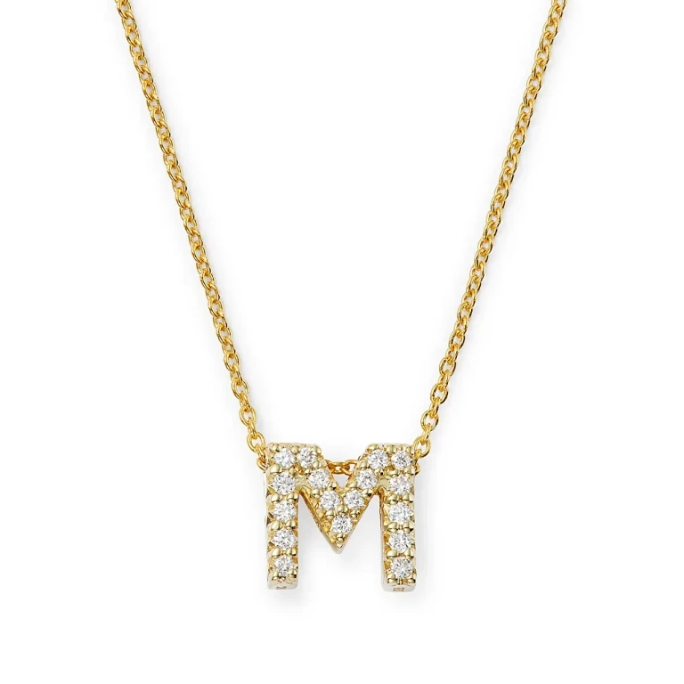 Roberto Coin 18K Yellow Gold and Diamond Initial Love Letter Pendant Necklace, 16