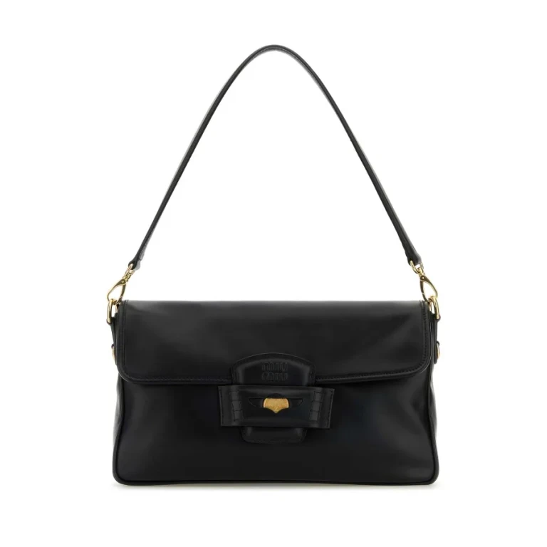 Black Leather Penny Shoulder Bag