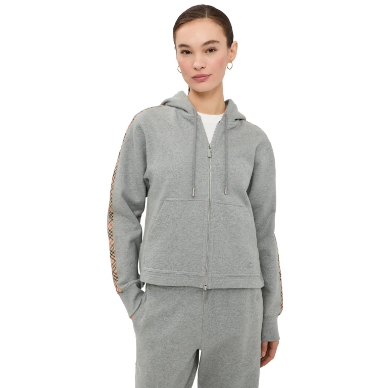 Burberry Harper Zip Hoodie Pale Grey Melange XS
