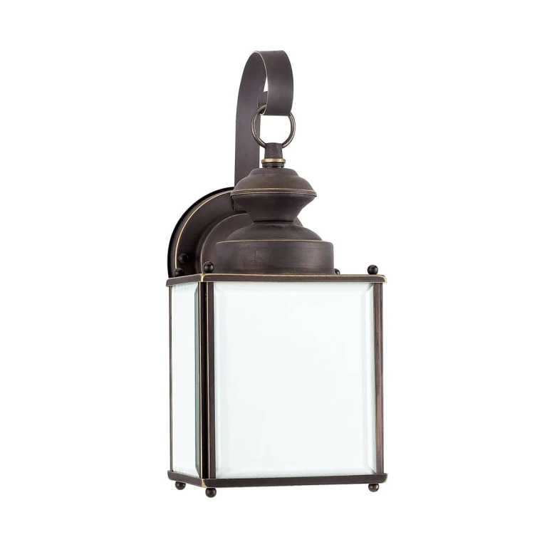Antique Bronze One Light Outdoor Wall Lantern from the Jamestowne Collection