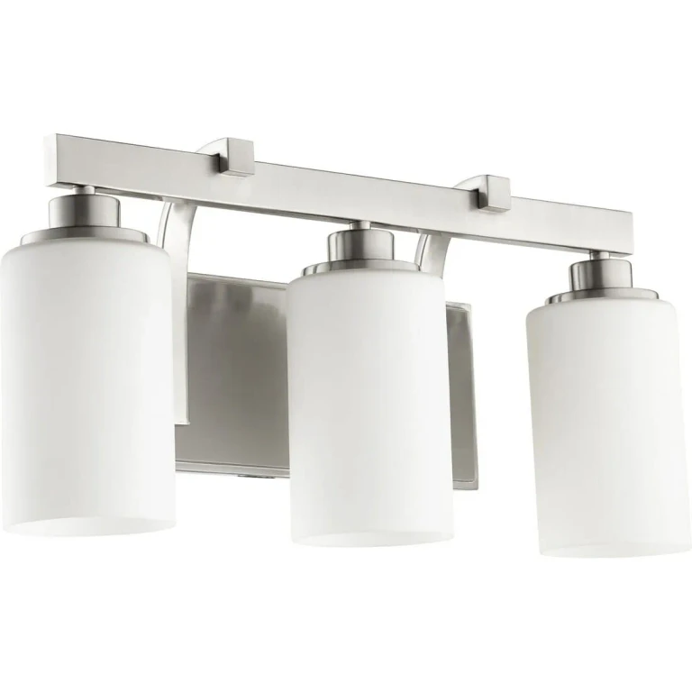 Quorum Lancaster 3-Light 10" Bathroom Vanity Light in Satin Nickel