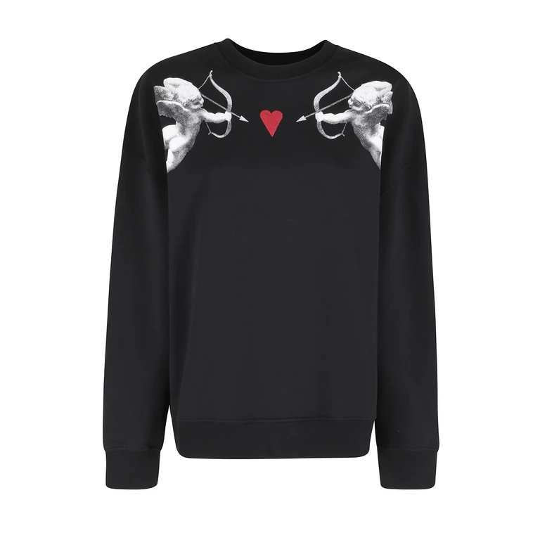 Fiorucci Cupid Relaxed Crewneck Sweatshirt Black Felpa - Women