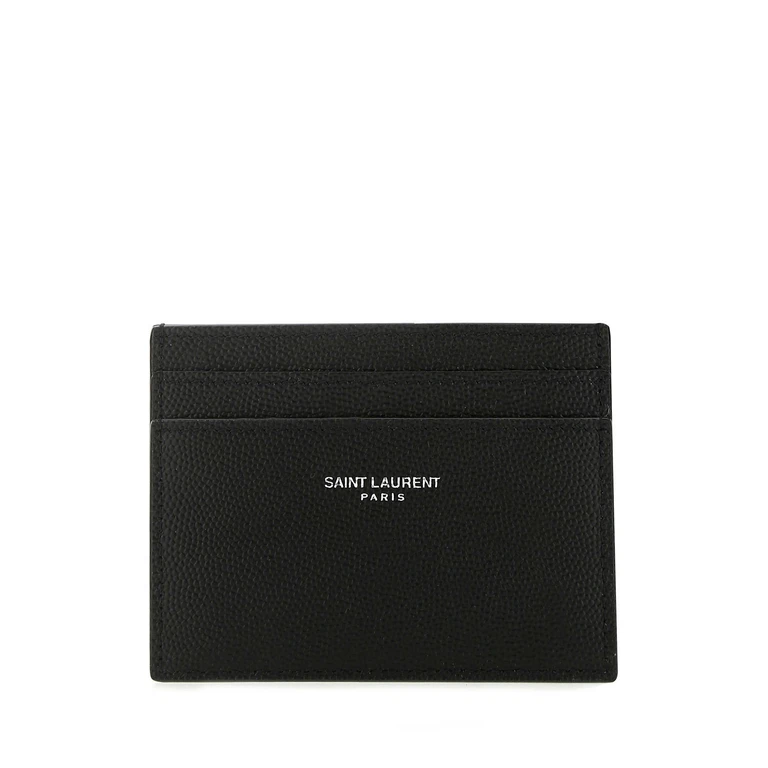 Saint Laurent Black Leather Card Holder 1000 Calf Skin Portafogli - Men