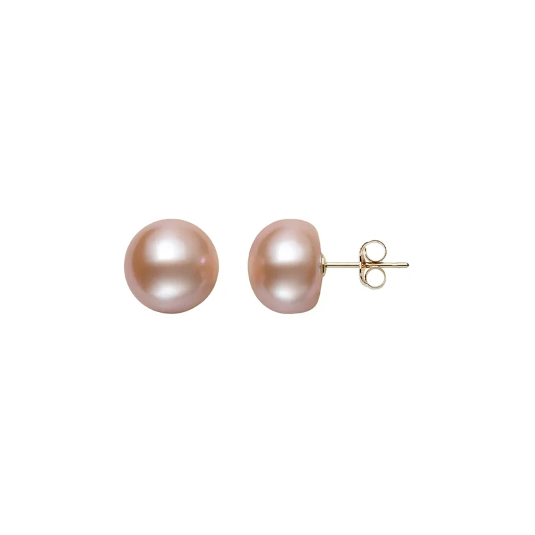 Pink Cultured Freshwater Pearl Stud Earrings in 14K Yellow Gold