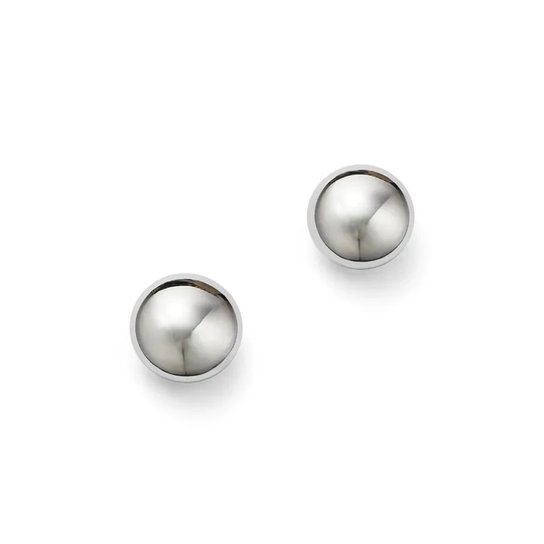 14K White Gold Flat Ball Stud Earrings