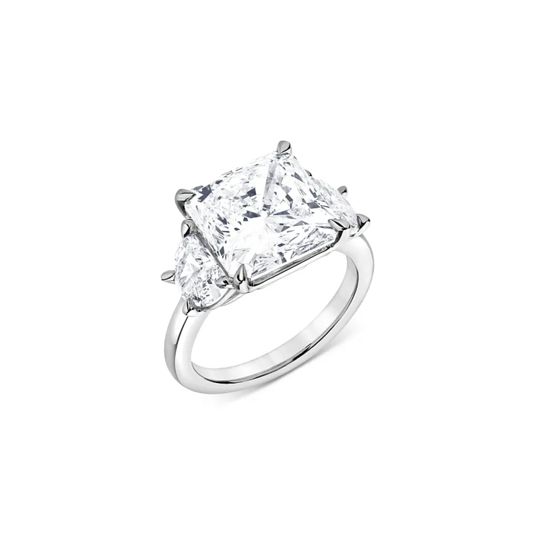 Certified Lab Grown Square Radiant Diamond Engagement Ring in 18K White Gold, 8.45 tcw