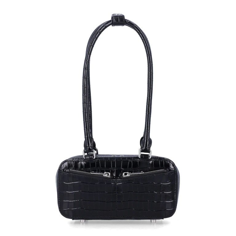 Self-Portrait black croc mini bag Cow Leather Lining Shoulder - Women