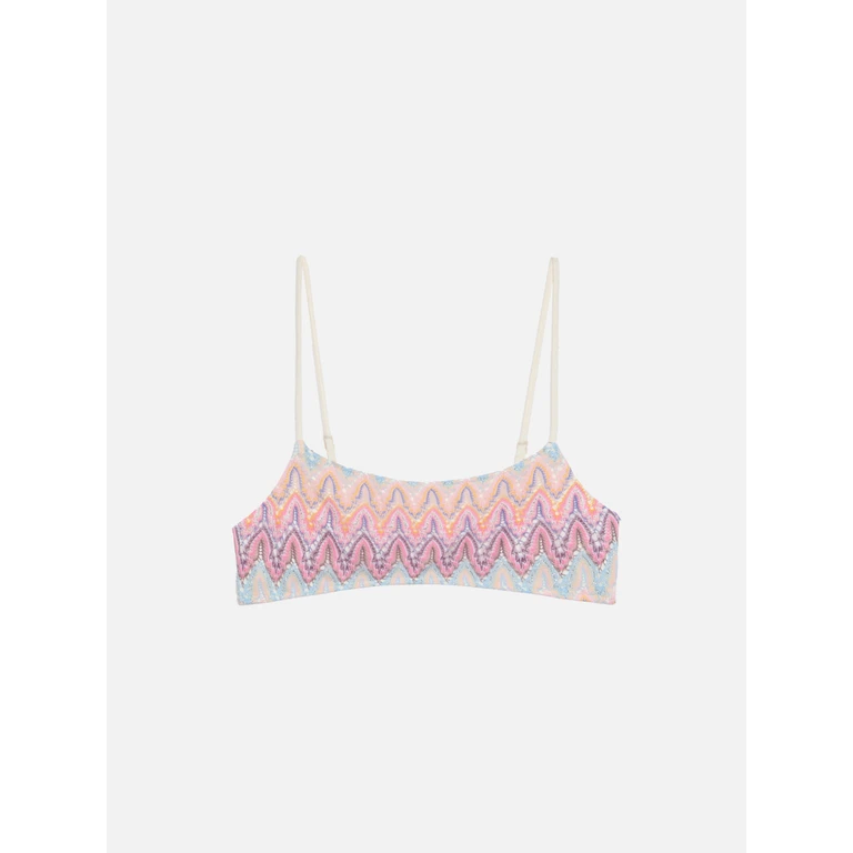 Mc2 Saint Barth Sadie Raschel Knit Bralette Pink Top - Women
