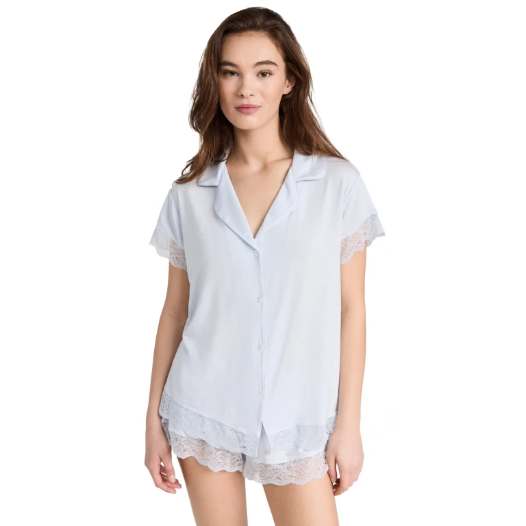 Eberjey Malou Short Pajama Set Ice Blue XL