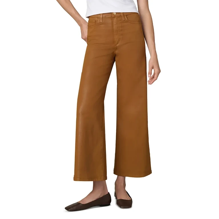 Joe's Jeans The Mia Wide Leg Ankle Coated Jeans in Brown Bronze