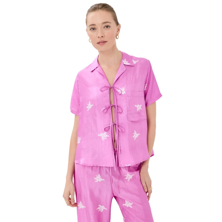 Alix of Bohemia Styla Pink Jasmine Shirt Medium Pink L