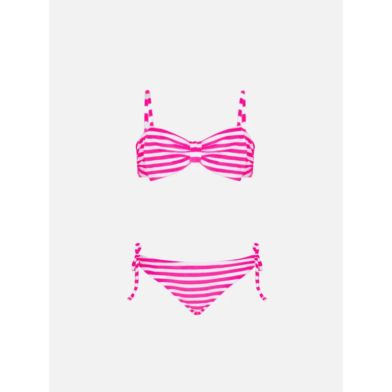Mc2 Saint Barth Girl Terry Striped Bralette Bikini Pink