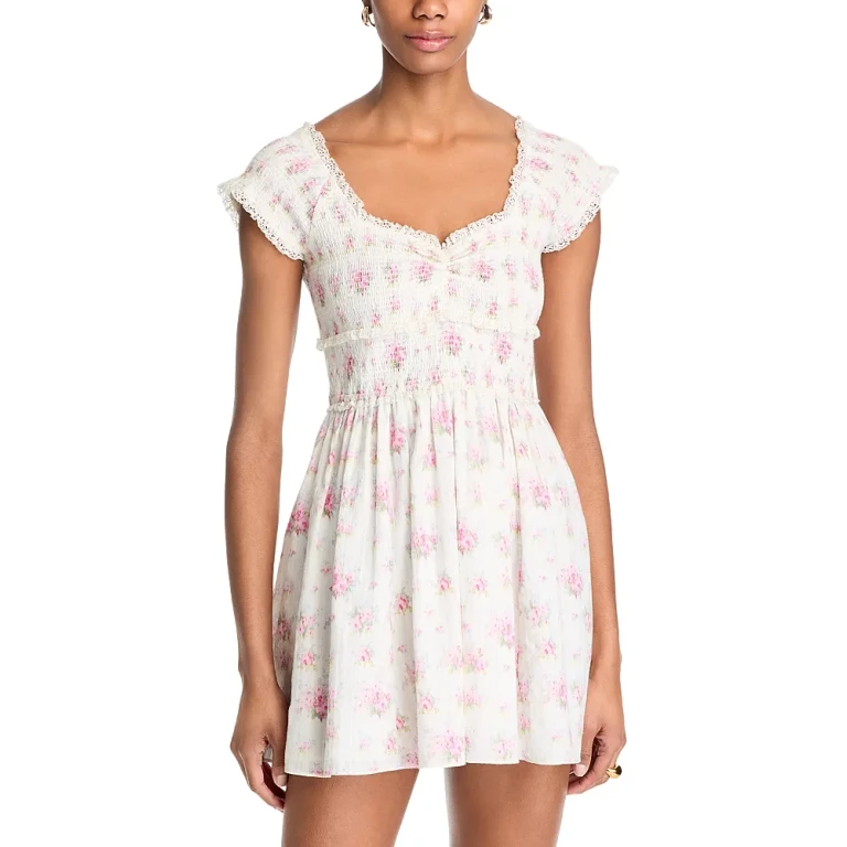 LoveShackFancy Siona Floral lace Trim Dress