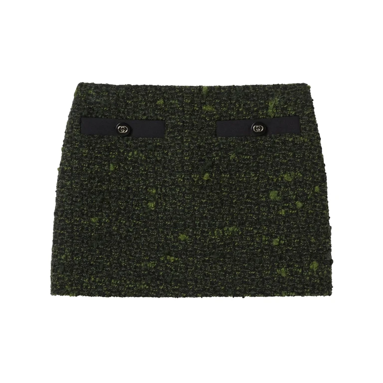 Gucci Skirt Multicolor Wool Boucle Green Gonna - Women