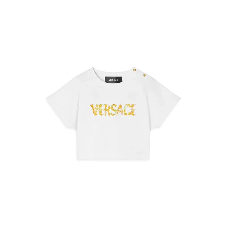 Versace Girls' Barocco Logo Print Tee - Baby, Little Kid