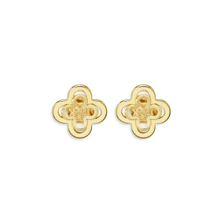 Tory Burch Kira Clover Stacked Stud Earrings in Gold Tone