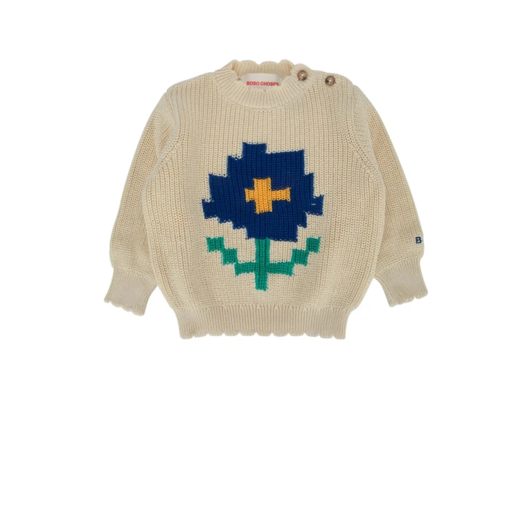 Bobo Choses Pixel Daisy Jumper White Organic Cotton Tute