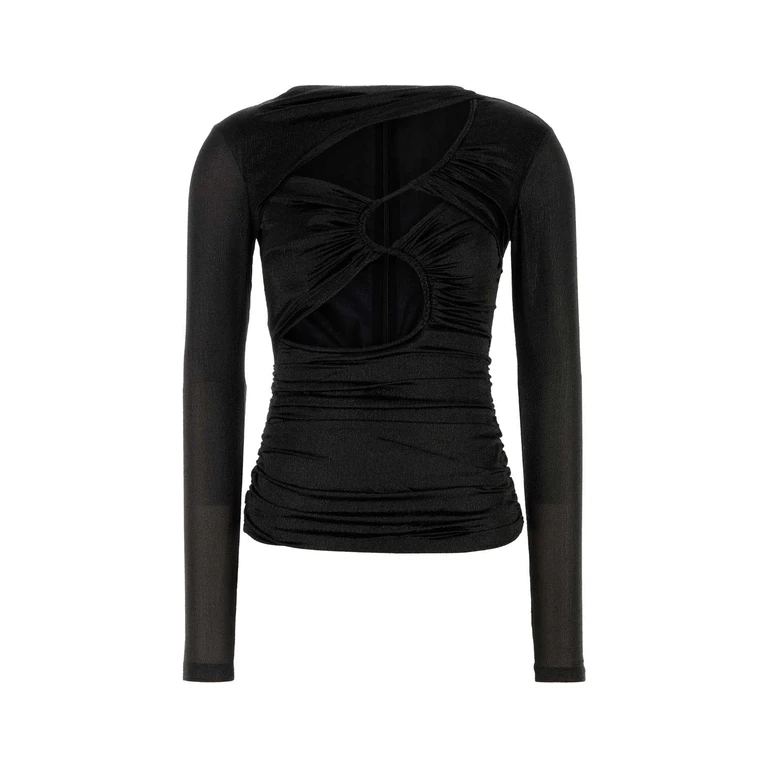 Isabel Marant Black Stretch Silk Blend Rose Top Maglie - Women