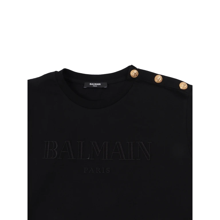 Balmain T-SHIRT-TOP Black Cotton Polyamide Short Sleeves T-shirt